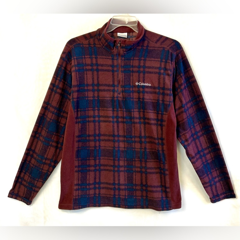 Columbia Men's Pine Ridge Plaid Fleece Quarter Zip Pullover / Large